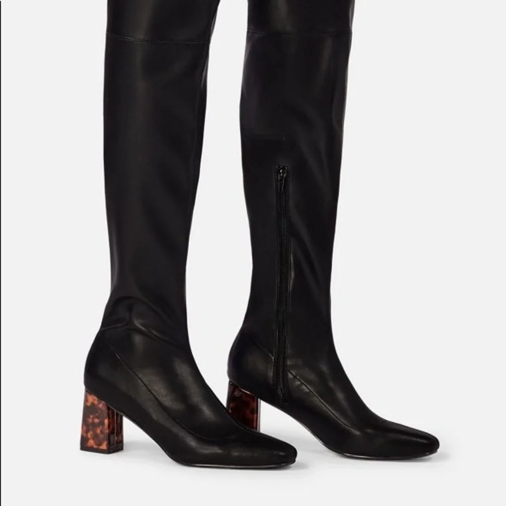 JustFab Camille Over the Knee Boot Tortoise Black 7.5
